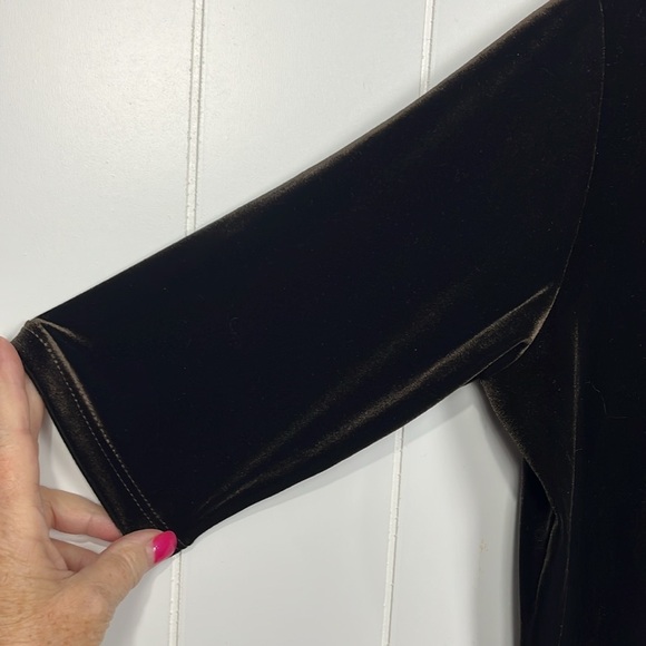 Dialogue QVC Style Womens Pant Set S Dark Brown Pullover Top Pull-Up Pant Velour - Picture 4 of 14